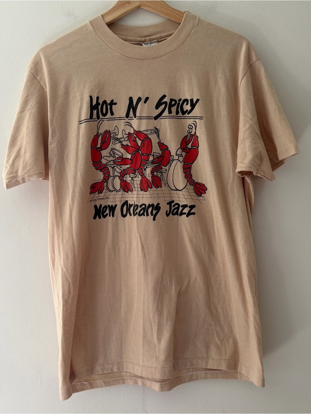 Vintage T-Shirt Tee New Orleans Jazz Beige Short Sleeve Size XL